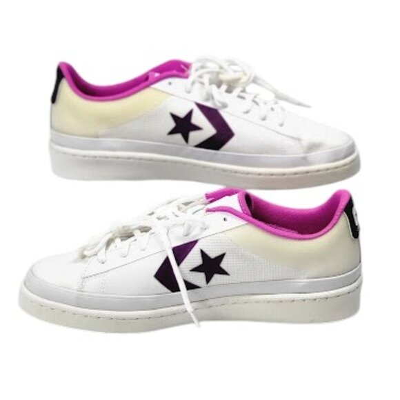 CONVERSE Pro Leather OX Low White Purple Sneakers Unisex Women 11.5- Men 10 NWOB - Picture 5 of 9